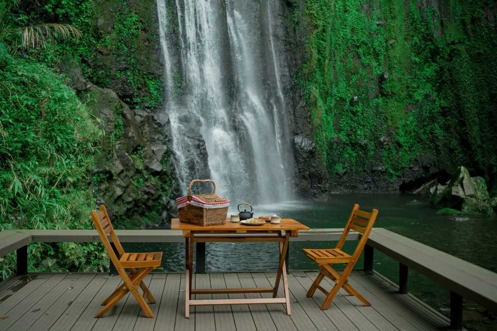 picnic by a waterfall