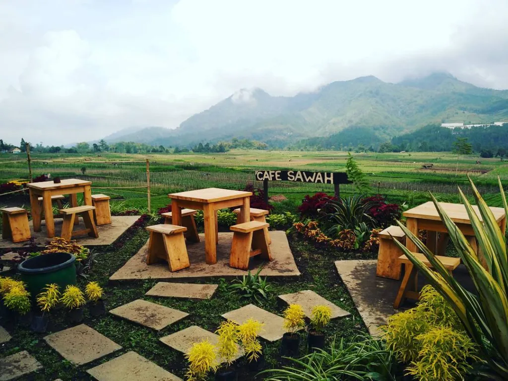 A garden of Cafe Sawah for your sustainable trip in Malang