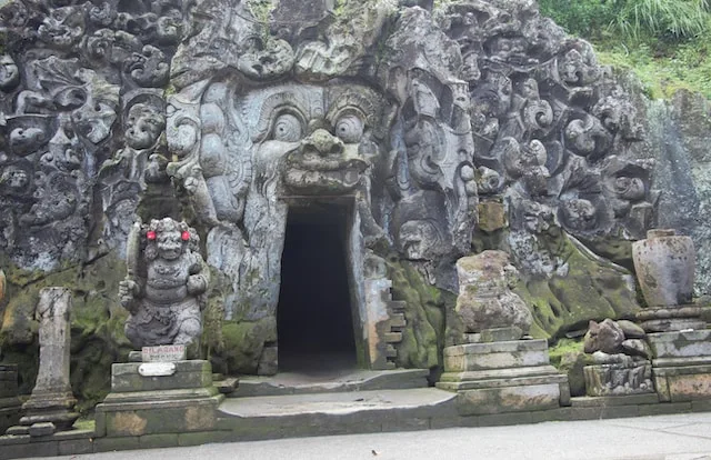 Front facade of Goa Gajah, one of unique things to do in Ubud