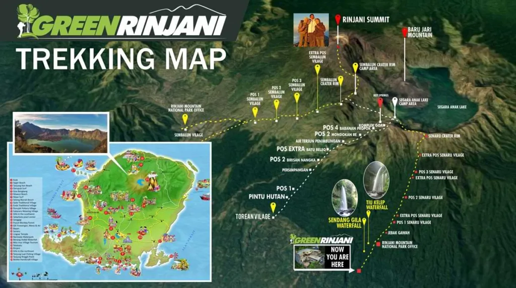 Mount Rinjani trekking route map