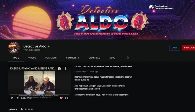 Detective Aldo rekomendasi channel Youtube mystery