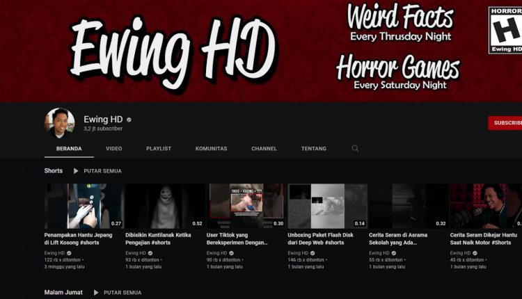 Ewing HD rekomendasi channel Youtube mystery