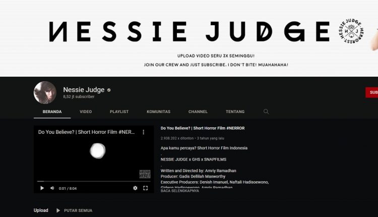Nessie Judge rekomendasi channel Youtube mystery
