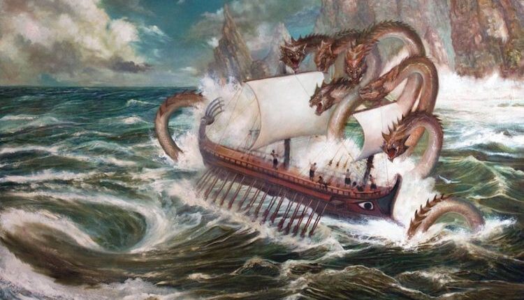 makhluk mitos laut Scylla dan Charbdis