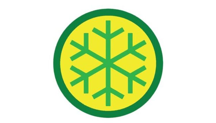 gambar salju berwarna hijau dalam lingkaran